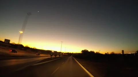 Flow motion at sunrise on a Highway Stock Footage 50857840