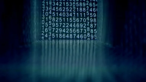 Flow of Numbers Hacker - Digital Tunnel With Numbers Stock Footage 95667523