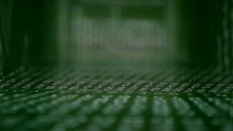 Flow of Numbers Hacker - Digital Tunnel With Numbers Green Light Stock Footage 96282692
