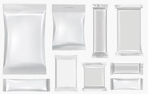 Flow pack and chocolate bar. White snack package Stock Illustration