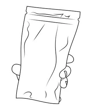 Flow pack packaging in hand sketch illustration. Stock Illustration