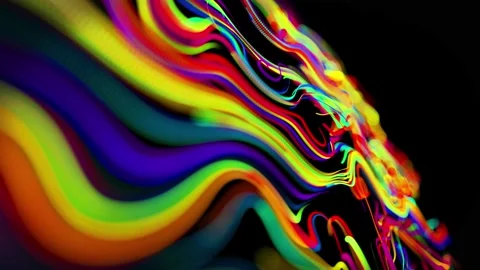 Flow of particles forms curled lines like glow trails of different colors, lines Stock Footage 139975828