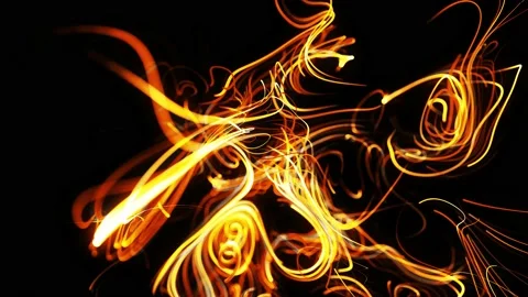 Flow of particles forms curled yellow lines like glow light trails, lines form Stock Footage 140905282