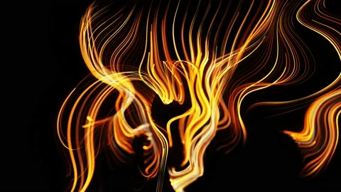 Flow of particles forms curled yellow lines like glow light trails, lines form Stock Footage 140905316