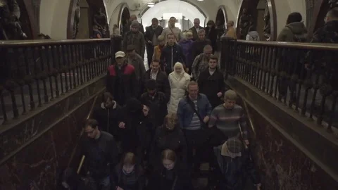 The flow of passengers in the subway Stock Footage 69222585