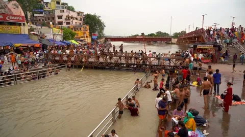 The Flow of People in Haridwar Stock Footage 315286371