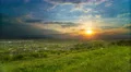 The flow of rain cloud over the city on the background of sunset 4k or 4k+ Resolution