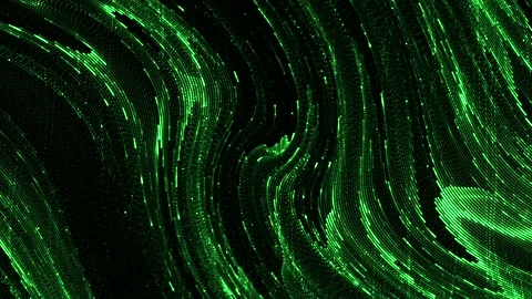 Flow of shiny matrix liquid. Motion. Beautiful streams of green cybernetic fluid Stock Footage 168640469