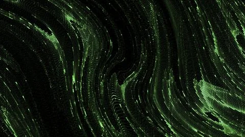 Flow of shiny matrix liquid. Motion. Beautiful streams of green cybernetic fluid 스톡 일러스트