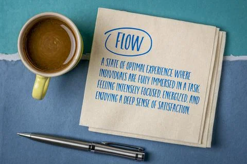 Flow - a state of optimal experience where individuals are fully immersed i.. Illustrazione stock