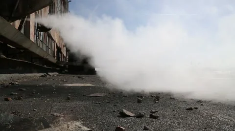 The flow of steam in the courtyard Stock Footage 50424559