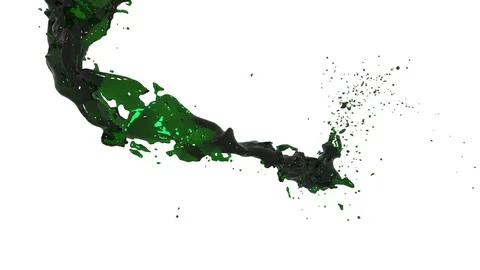Flow of sweet green liquid like oil fly in air. Stream of sugar liquid like Stock Footage