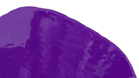 Flow of violet paint splattering on white background and dripping down over Stock Footage