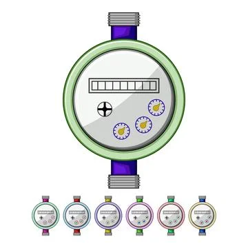 Flow water meter cartoon vector graphic 库存插图