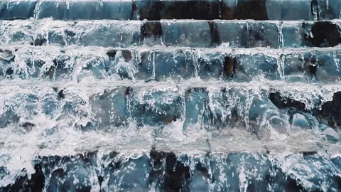 Flow of water on the stairs. Slow Stock Footage 82953653