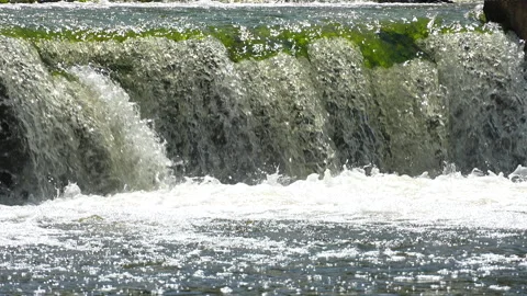 Flow of water through the spillway of a dam, 120 fps slow motion Stock Footage 325748716
