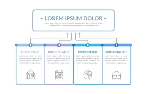 Flowchart with 4 Elements Stock Illustration