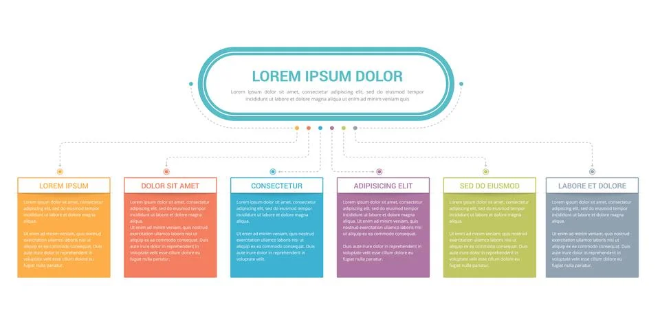Flowchart with 5 Elements Stock Illustration