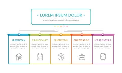 Flowchart with 5 Elements Stock Illustration