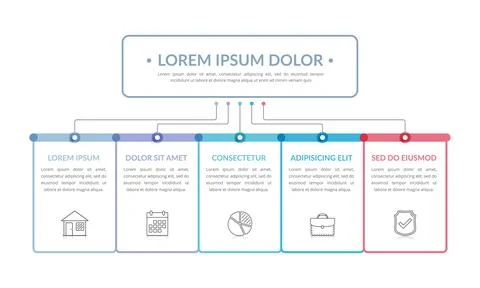 Flowchart with 5 Elements Stock Illustration