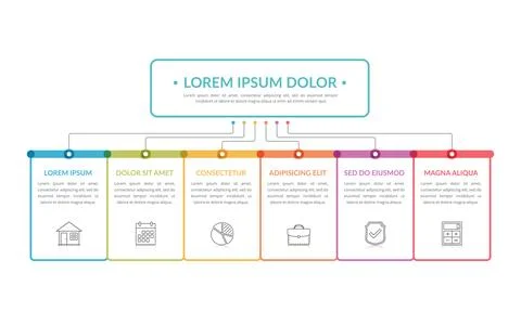 Flowchart with 6 Elements Stock Illustration