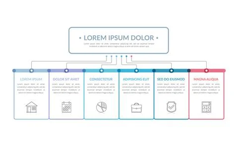 Flowchart with 6 Elements Stock Illustration