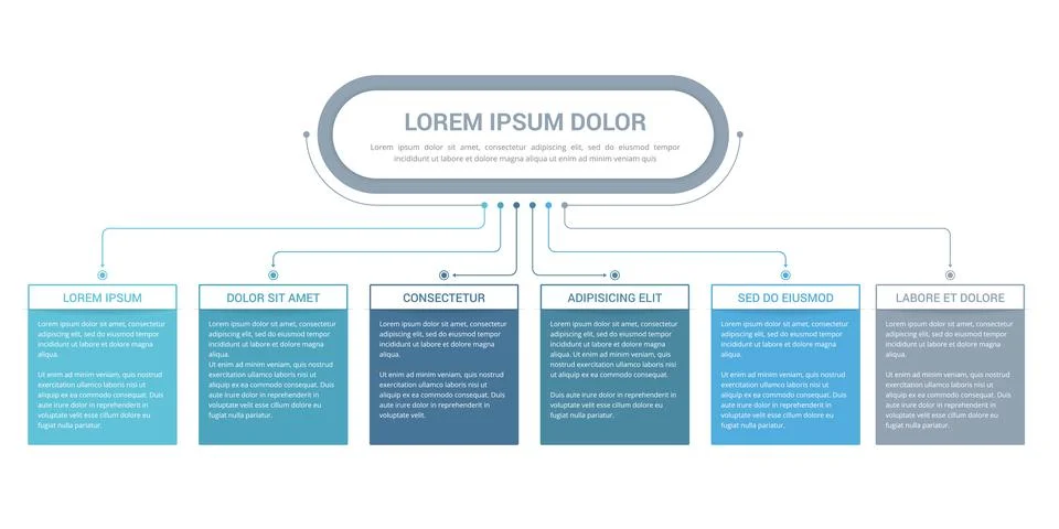 Flowchart with 6 Steps Stock Illustration
