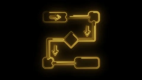 Flowchart algorithm diagram neon glow animated on black background for busi.. Stock Footage 312329773