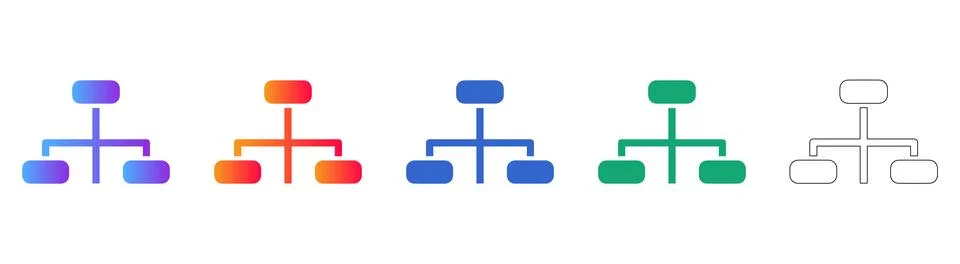 Flowchart and Node Diagram Icons Set Illustrazione stock