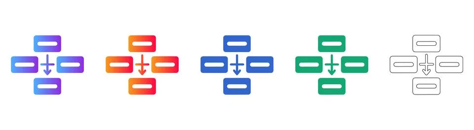 Flowchart and Process Logic Icons Ilustração Stock