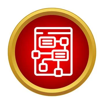 Flowchart diagram icon showing process planning and workflow Stock Illustration