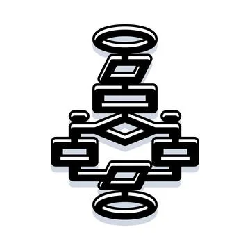 Flowchart diagram outlining complex decision making process Stock Illustration
