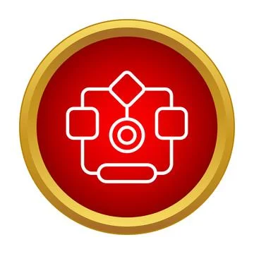 Flowchart diagram in red icon button Illustrazione stock