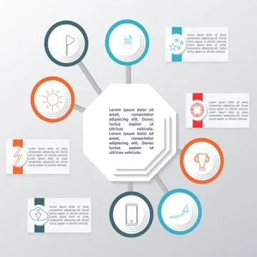 Flowchart elements different arrows Stock Illustration