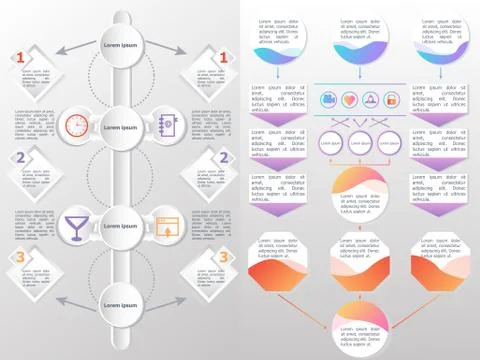 Flowchart elements different arrows Stock Illustration