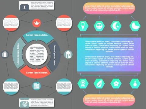 Flowchart elements different arrows Stock Illustration
