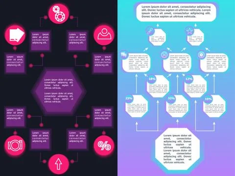 Flowchart elements different arrows Stock Illustration