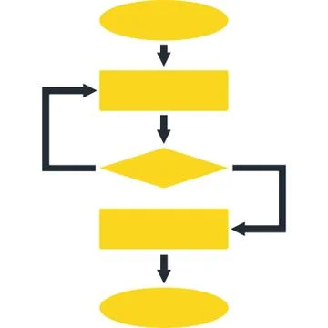 Flowchart flat vector icon. Colored flowchart gray, black, blue, green pictogram Stock Illustration