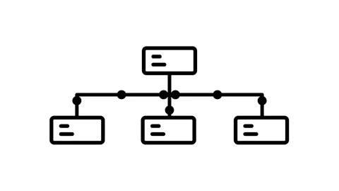 Flowchart icon with three rectangular boxes animation Stock Footage 340746616