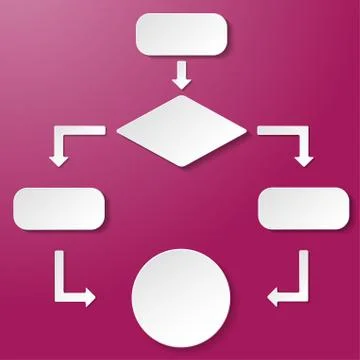 Flowchart paperlabels purple background 스톡 일러스트