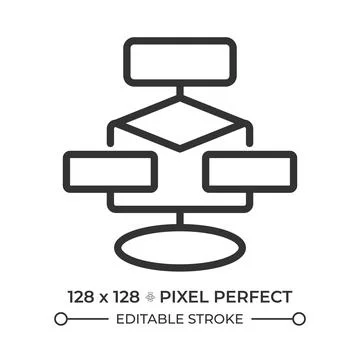 Flowchart pixel perfect line icon イラスト素材