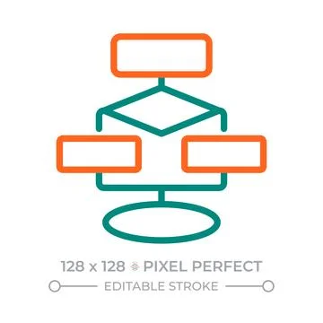 Flowchart pixel perfect two color line icon Illustrazione stock