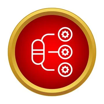 Flowchart process icon with multiple gears 스톡 일러스트