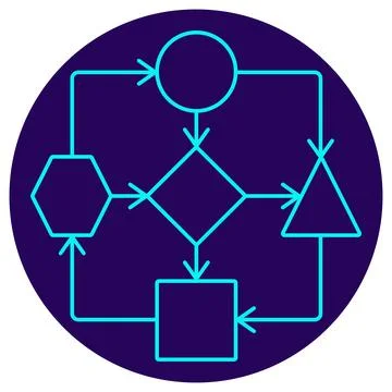 Flowchart Process icon. Vector pictogram with thin lines Stock Illustration