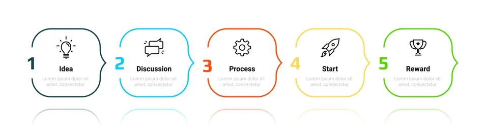 Flowchart. Sequence of business process steps. Infographic for workflow Stock Illustration