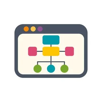 Flowchart showing hierarchy in a browser window Stock Illustration