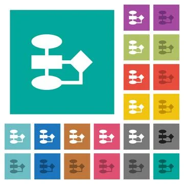 Flowchart square flat multi colored icons Ilustración de archivo