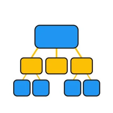 Flowchart template in blue and yellow over white 스톡 일러스트