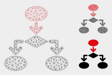 Flowchart Vector Mesh 2D Model and Triangle Mosaic Icon Illustrazione stock