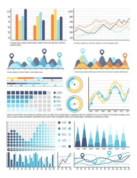 Flowcharts with Information in Visual Form Data 스톡 일러스트